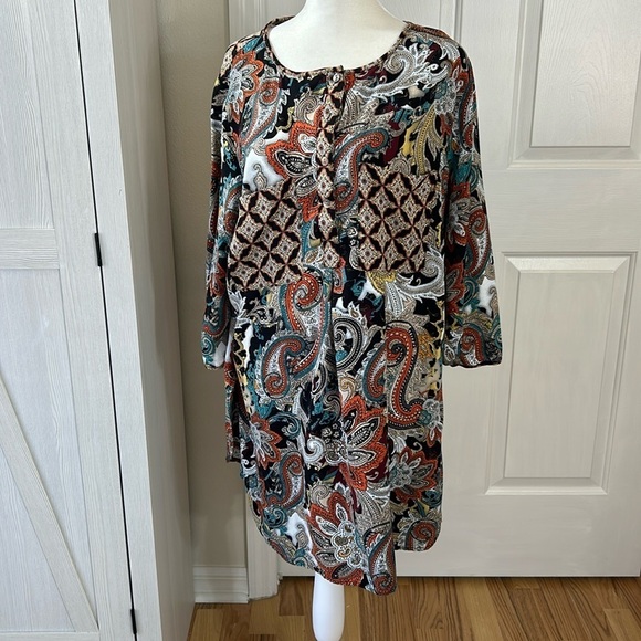 Pig and Flower Paisley Print Blouse Sz 2x - Picture 1 of 10